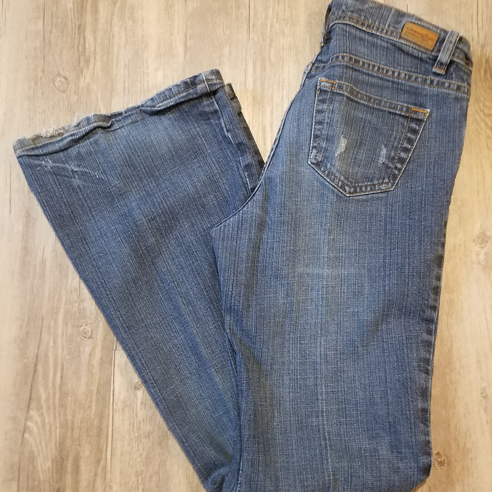 London Jean Low Rise Light Wash Flared Leg Jeans